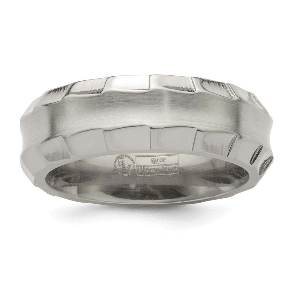Edward Mirell Titanium Faceted Edge Brushed/Polished 8mm Concave Band Size 10.5