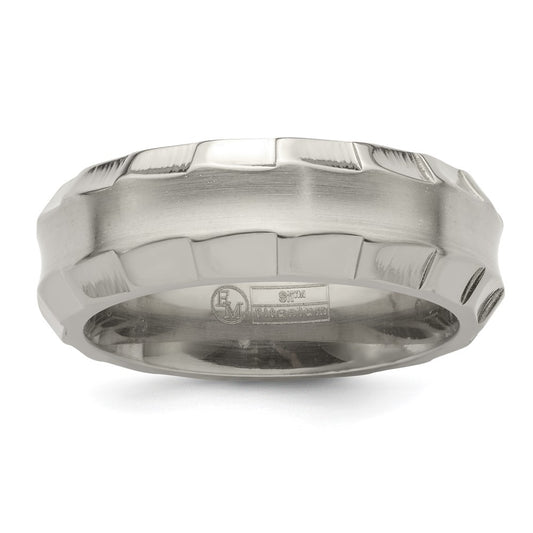 Edward Mirell Titanium Faceted Edge Brushed/Polished 8mm Concave Band Size 10.5