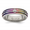 Edward Mirell Titanium Rainbow Anodized Triple Groove White Sapphire 6mm Band
