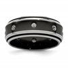 Edward Mirell Black Ti and Titanium Polished White Sapphire with Sterling Silver Bezels 9mm Band