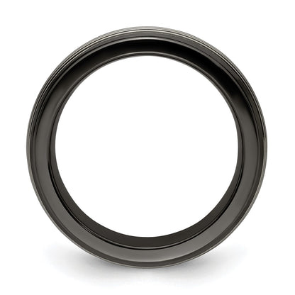 Edward Mirell Black Ti and Titanium Polished Grooved Step Edge 9mm Band