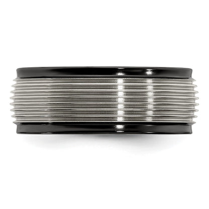 Edward Mirell Black Ti and Titanium Polished Grooved Step Edge 9mm Band
