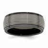 Edward Mirell Black Ti and Titanium Polished Grooved Step Edge 9mm Band