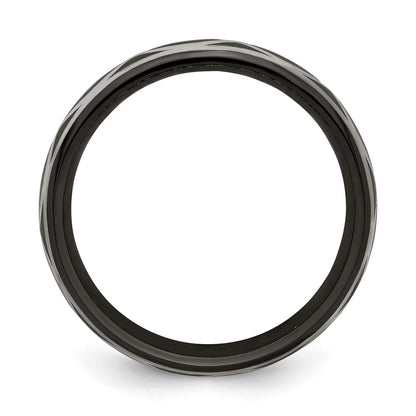 Edward Mirell Black Ti and Argentium Sterling Silver Brushed/Polished Infinity Design 6mm Domed Band
