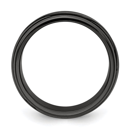 Edward Mirell Black Ti Polished Grooved Waves 10mm Band