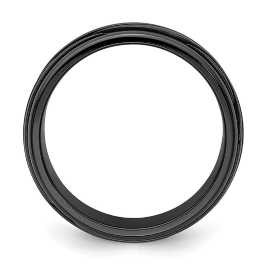 Edward Mirell Black Ti Polished Grooved Waves 10mm Band