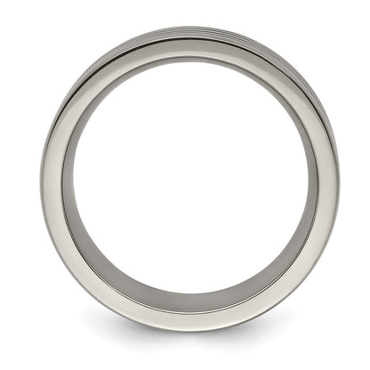 Edward Mirell Titanium with Blue Anodized Grooves Flat 10mm Band