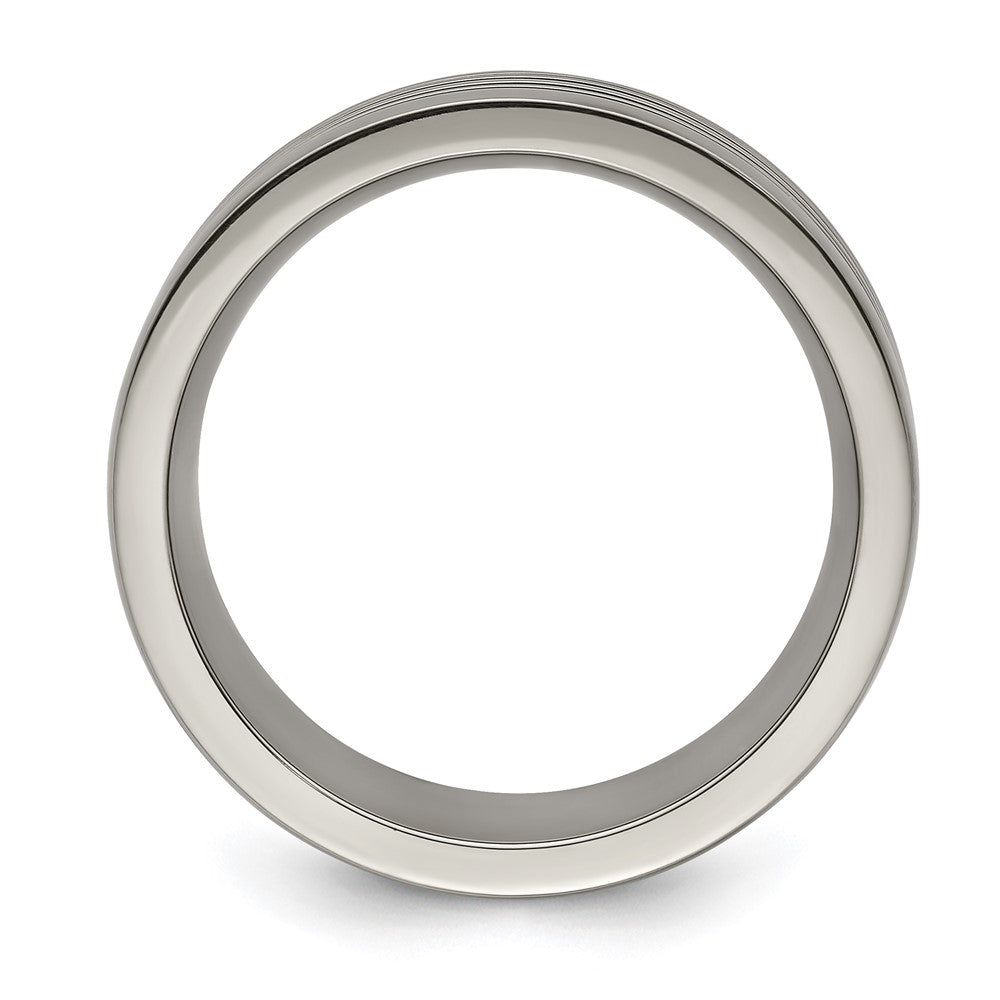 Edward Mirell Titanium with Blue Anodized Grooves Flat 10mm Band