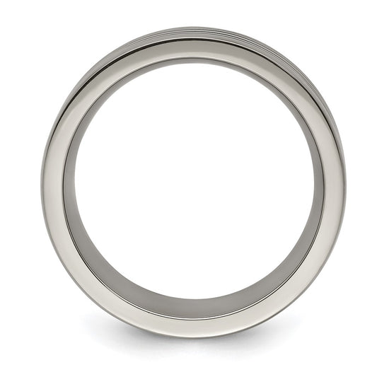 Edward Mirell Titanium with Blue Anodized Grooves Flat 10mm Band