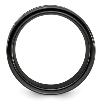 Edward Mirell Black Ti with Blue Anodized Grooves Flat 8.5mm Band