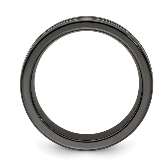 Edward Mirell Black Ti with Blue Anodized Grooves Flat 10mm Band