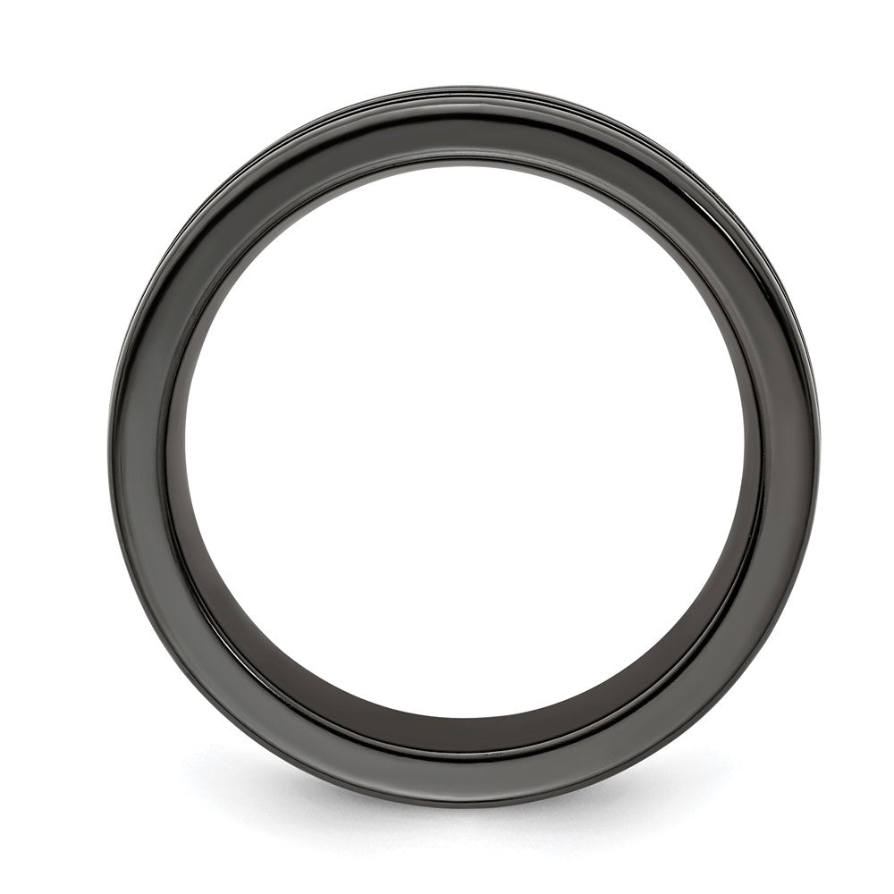 Edward Mirell Black Ti with Blue Anodized Grooves Flat 10mm Band