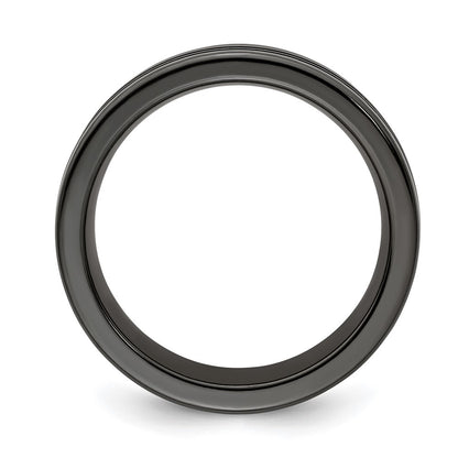 Edward Mirell Black Ti with Blue Anodized Grooves Flat 10mm Band