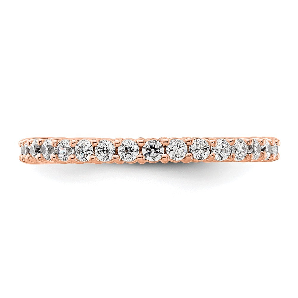 14k Rose Gold Polished Size 4.5 Shared Prong 1/2 carat Diamond Complete Eternity Band