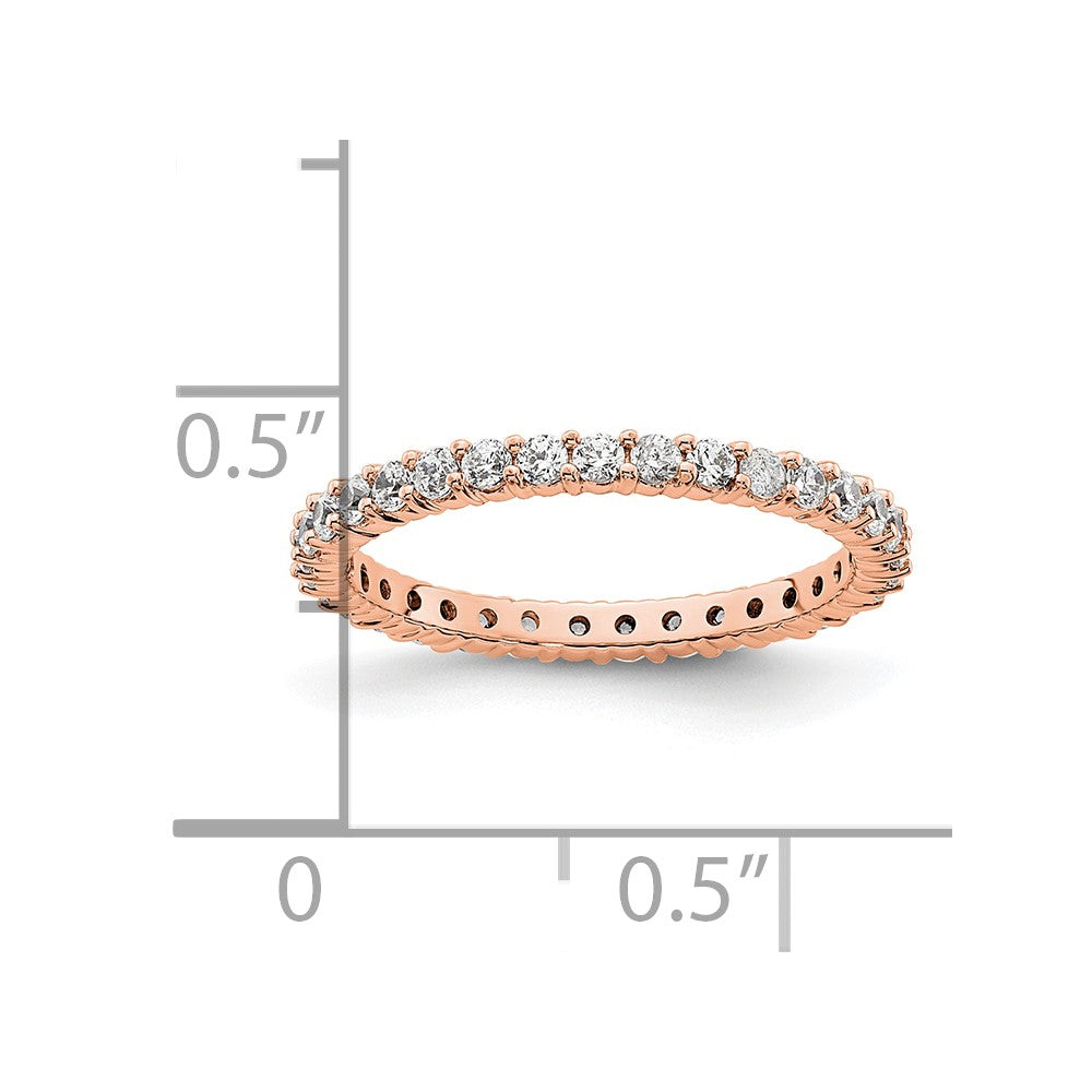 14k Rose Gold Polished Size 4.5 Shared Prong 1/2 carat Diamond Complete Eternity Band