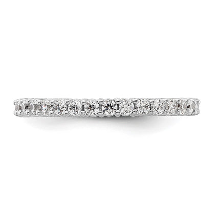 14k White Gold Polished Size 4.5 Shared Prong 1/2 carat Diamond Complete Eternity Band