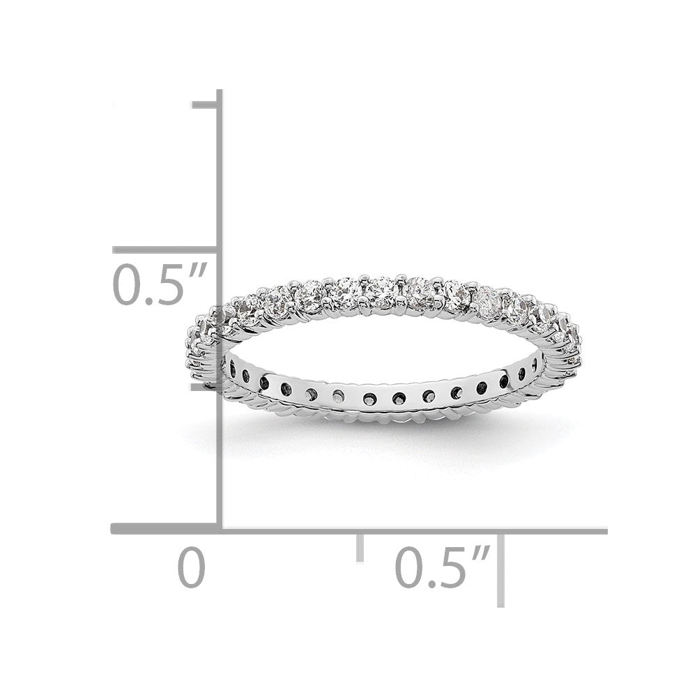 14k White Gold Polished Size 4.5 Shared Prong 1/2 carat Diamond Complete Eternity Band