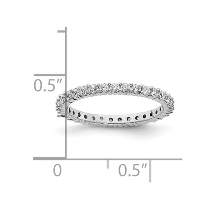 14k White Gold Polished Size 4.5 Shared Prong 1/2 carat Diamond Complete Eternity Band