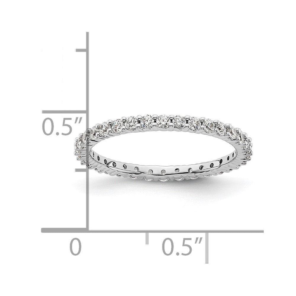 14k White Gold Polished Size 5 Shared Prong 1/2 carat Diamond Complete Eternity Band