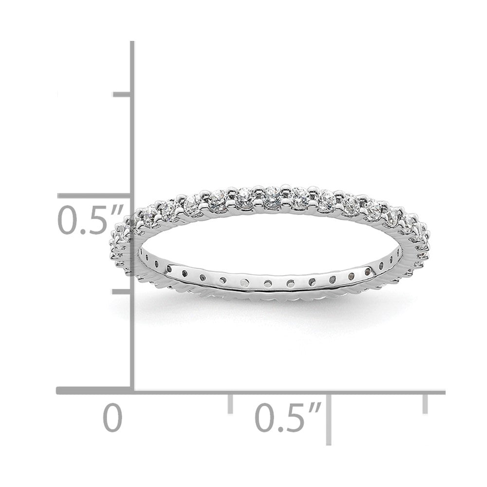 14k White Gold Polished Size 6 Shared Prong 1/2 carat Diamond Complete Eternity Band