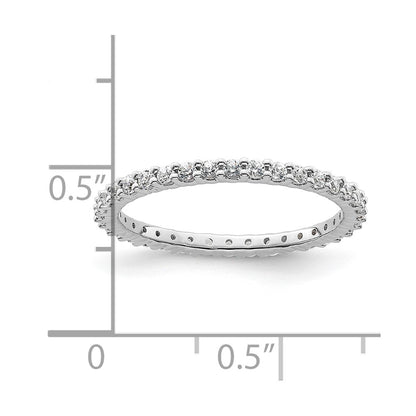 14k White Gold Polished Size 6 Shared Prong 1/2 carat Diamond Complete Eternity Band