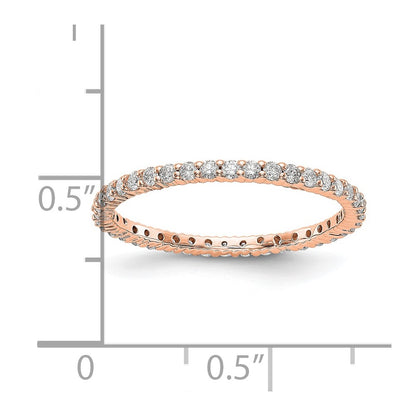 14k Rose Gold Polished Size 7 Shared Prong 1/2 carat Diamond Complete Eternity Band