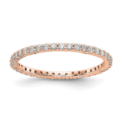 14k Rose Gold Polished Size 7.5 Shared Prong 1/2 carat Diamond Complete Eternity Band