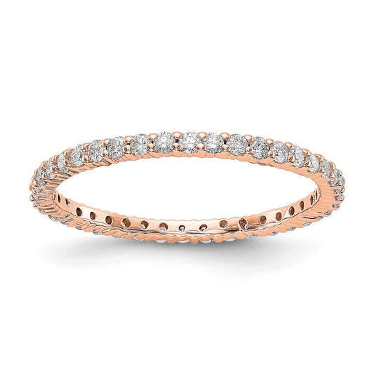 14k Rose Gold Polished Size 7.5 Shared Prong 1/2 carat Diamond Complete Eternity Band