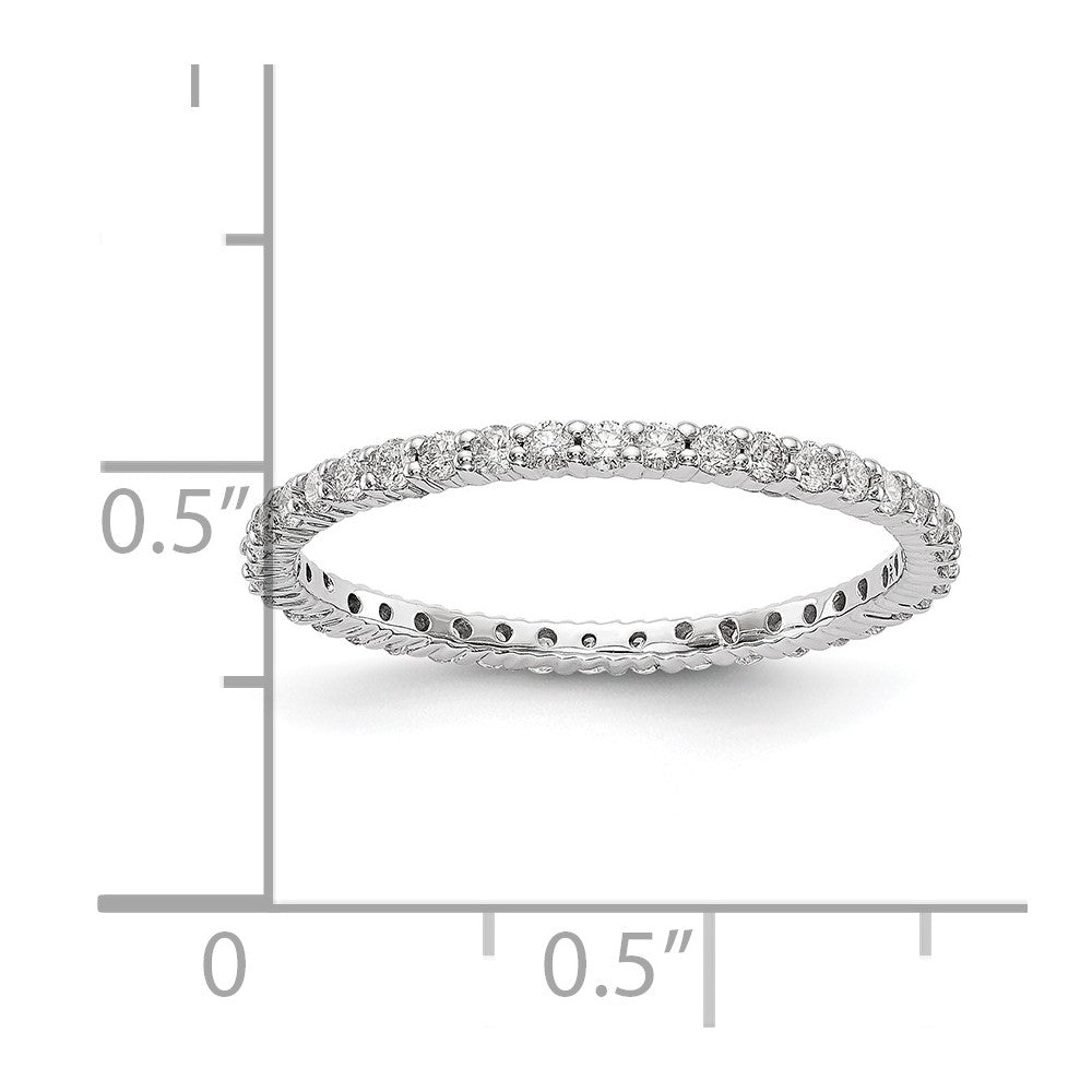 14k White Gold Polished Size 7.5 Shared Prong 1/2 carat Diamond Complete Eternity Band