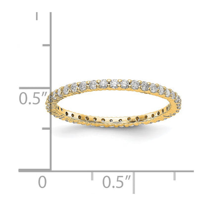 14k Polished Size 7 Shared Prong 1/2 carat Diamond Complete Eternity Band