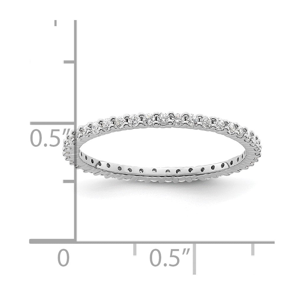 14k White Gold Polished Size 8 Shared Prong 1/2 carat Diamond Complete Eternity Band