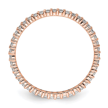 14k Rose Gold Polished Size 9 Shared Prong 1/2 carat Diamond Complete Eternity Band