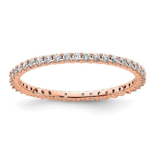 14k Rose Gold Polished Size 9 Shared Prong 1/2 carat Diamond Complete Eternity Band