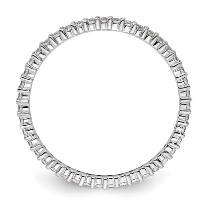 14k White Gold Polished Size 9 Shared Prong 1/2 carat Diamond Complete Eternity Band