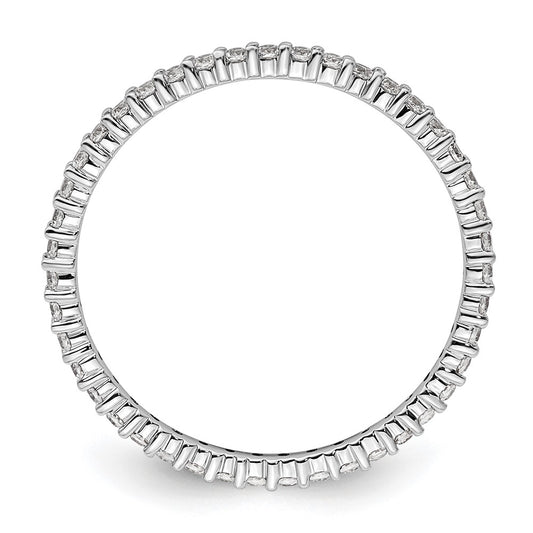 14k White Gold Polished Size 9 Shared Prong 1/2 carat Diamond Complete Eternity Band