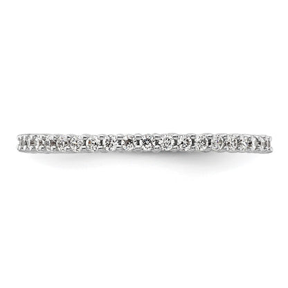 14k White Gold Polished Size 9 Shared Prong 1/2 carat Diamond Complete Eternity Band