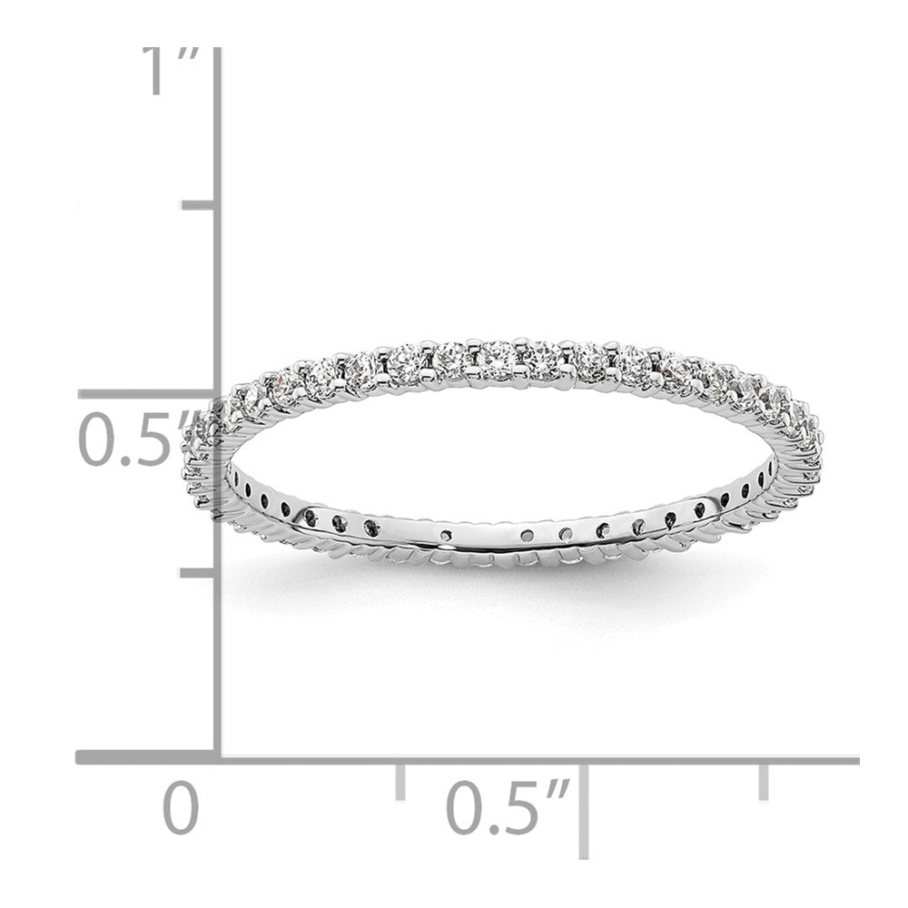 14k White Gold Polished Size 9 Shared Prong 1/2 carat Diamond Complete Eternity Band
