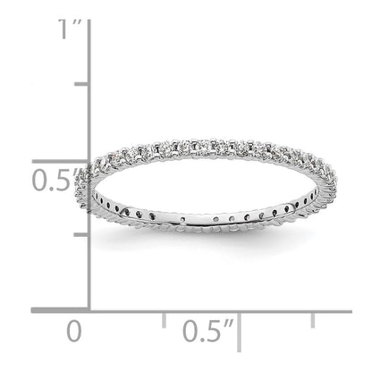 14k White Gold Polished Size 9 Shared Prong 1/2 carat Diamond Complete Eternity Band