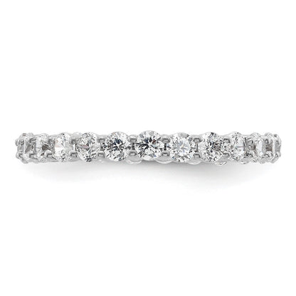 14k White Gold Polished Size 4.5 Shared Prong 1 carat Diamond Complete Eternity Band