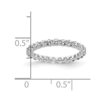 14k White Gold Polished Size 4 Shared Prong 1 carat Diamond Complete Eternity Band