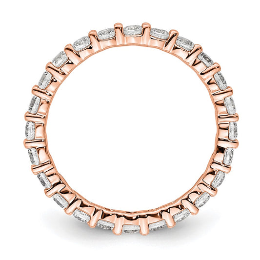 14k Rose Gold Polished Size 5.5 Shared Prong 1 carat Diamond Complete Eternity Band