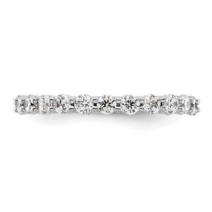 14k White Gold Polished Size 5 Shared Prong 1 carat Diamond Complete Eternity Band