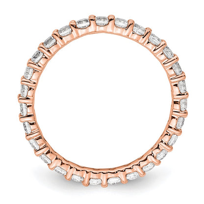 14k Rose Gold Polished Size 6 Shared Prong 1 carat Diamond Complete Eternity Band