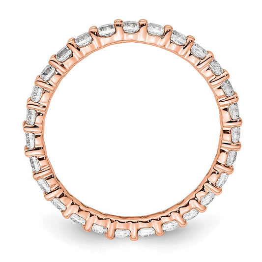 14k Rose Gold Polished Size 6 Shared Prong 1 carat Diamond Complete Eternity Band