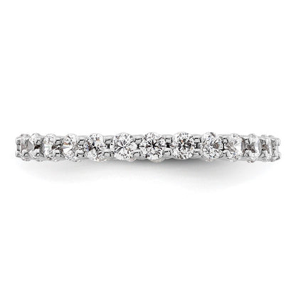 14k White Gold Polished Size 6.5 Shared Prong 1 carat Diamond Complete Eternity Band