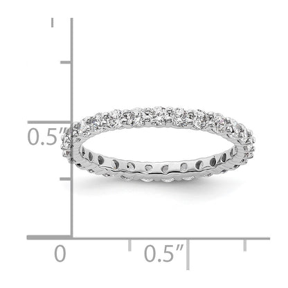 14k White Gold Polished Size 6 Shared Prong 1 carat Diamond Complete Eternity Band