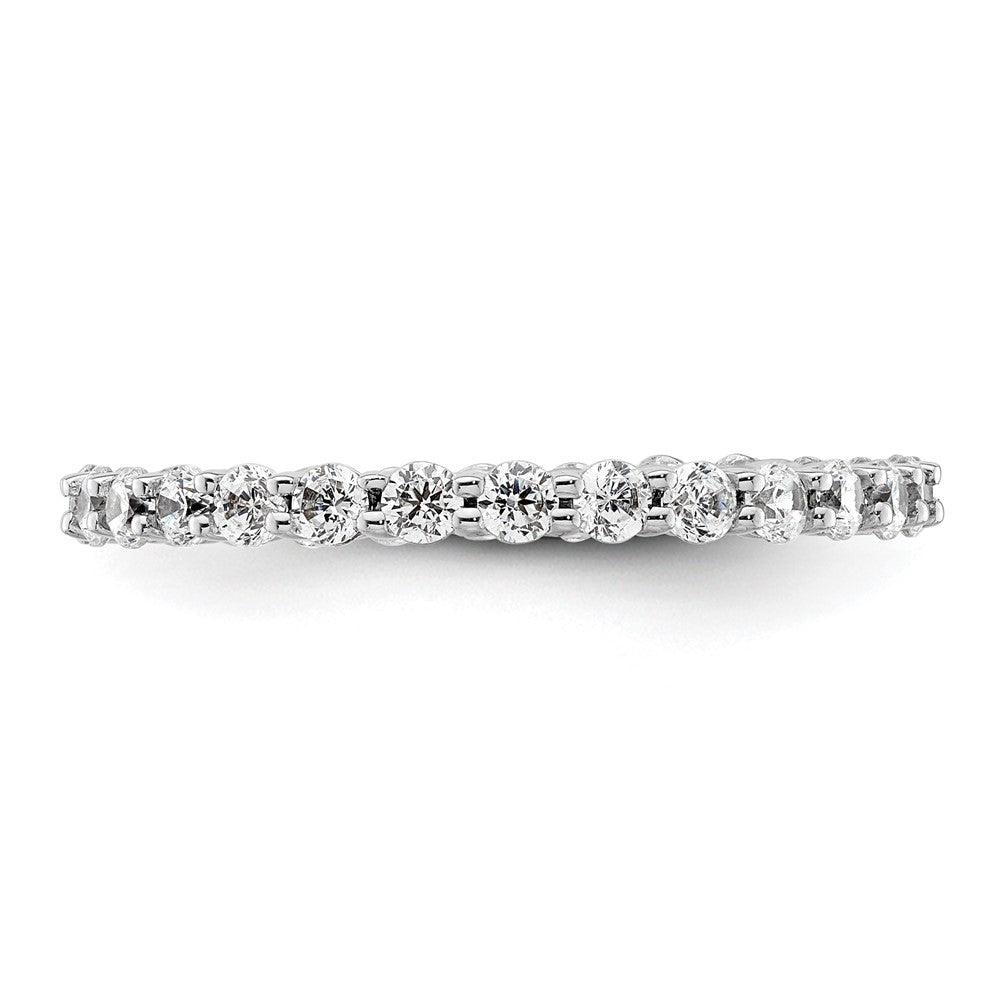 14k White Gold Polished Size 8.5 Shared Prong 1 carat Diamond Complete Eternity Band