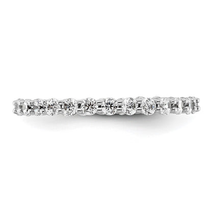 14k White Gold Polished Size 8.5 Shared Prong 1 carat Diamond Complete Eternity Band
