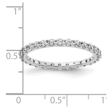 14k White Gold Polished Size 8.5 Shared Prong 1 carat Diamond Complete Eternity Band