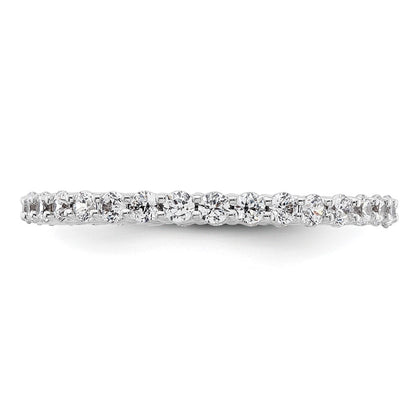 14k White Gold Polished Size 9 Shared Prong 1 carat Diamond Complete Eternity Band